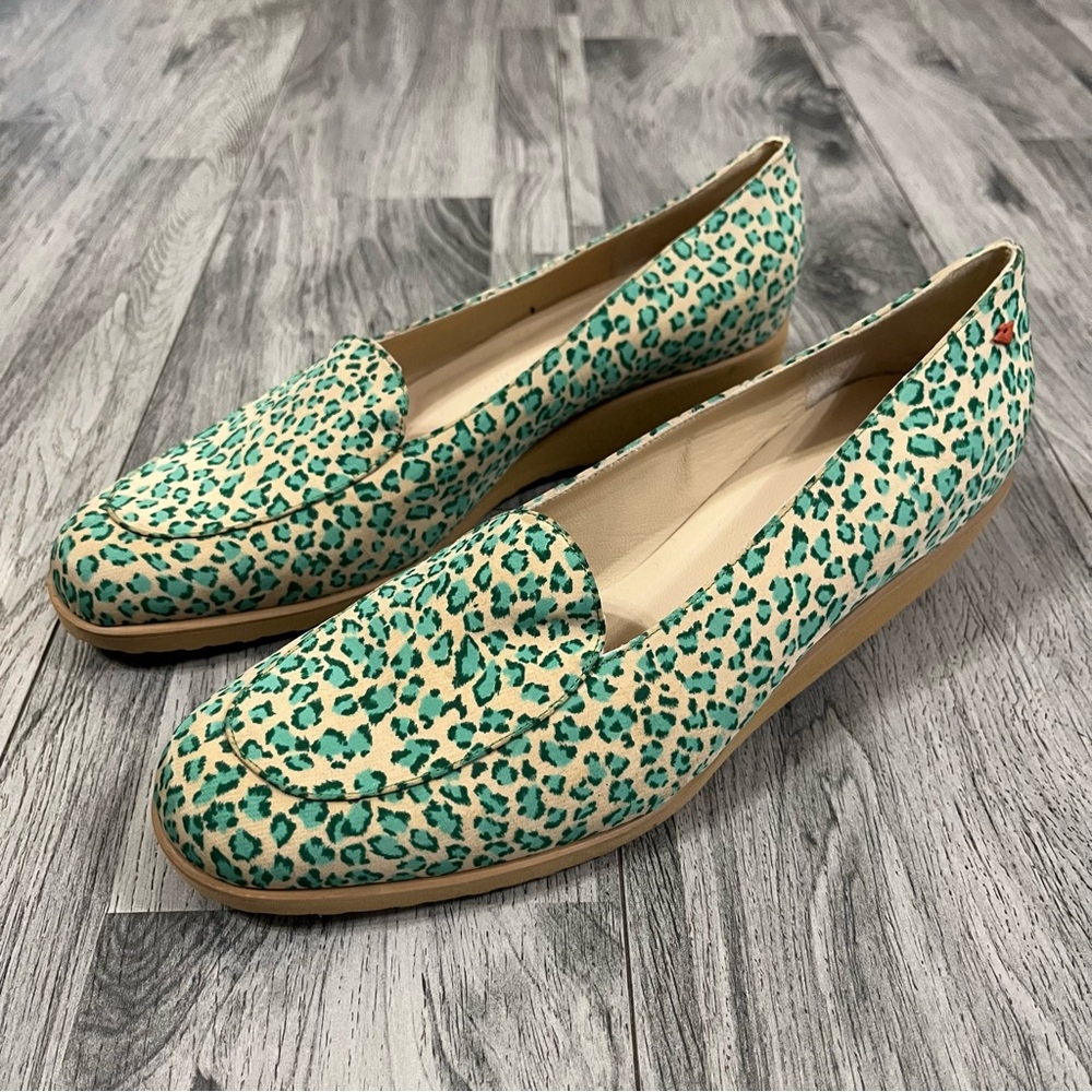 Bottega Veneta Green Cheetah Print Loafer Shoes Made in Italy NWT